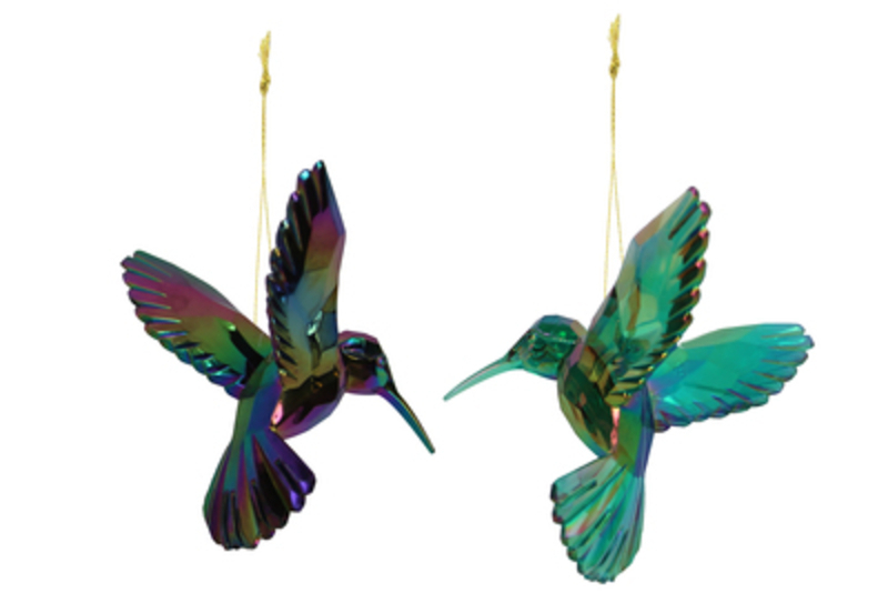 Decorative Acrylic Peacock Hummingbird Christmas Tree hanging decoration by Gisela Graham would look lovely on your tree this Christmas. Choice of 2 - If you have a preference please specify when ordering. This fesive colourful hummingbird ornament by Gisela Graham will delight for years to come. It will compliment any Christmas Tree and will bring Christmas cheer to children at Christmas time year after year. Remember Booker Flowers and Gifts for Gisela Graham Christmas Decorations. Please note this is not a set of 2 - there is a choice of 2 different designs.
